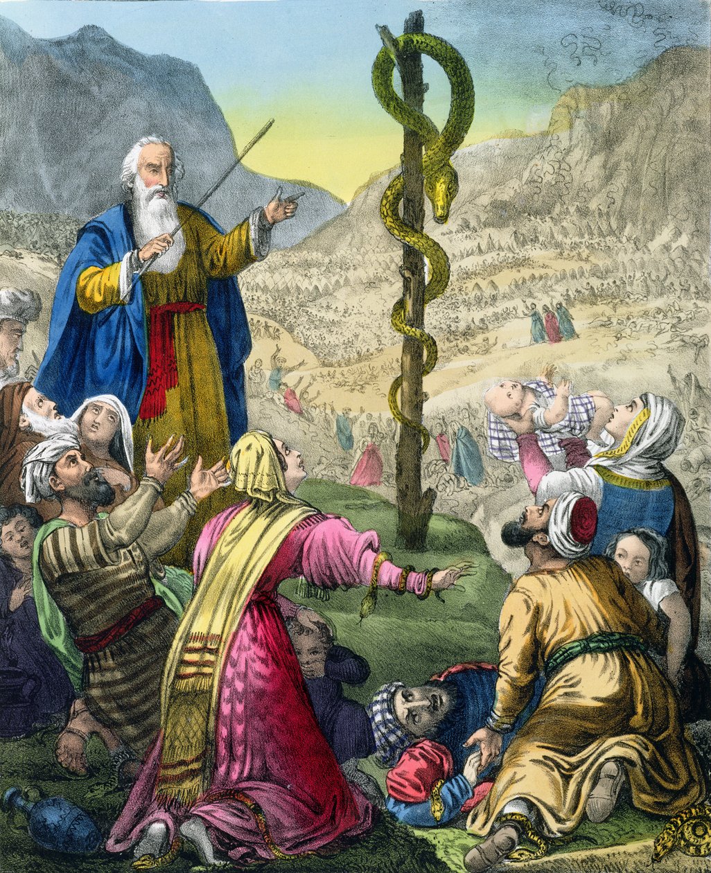 The Brazen Serpent, från en bibel tryckt av Edward Gover, 1870-talet av Siegfried Detler Bendixen