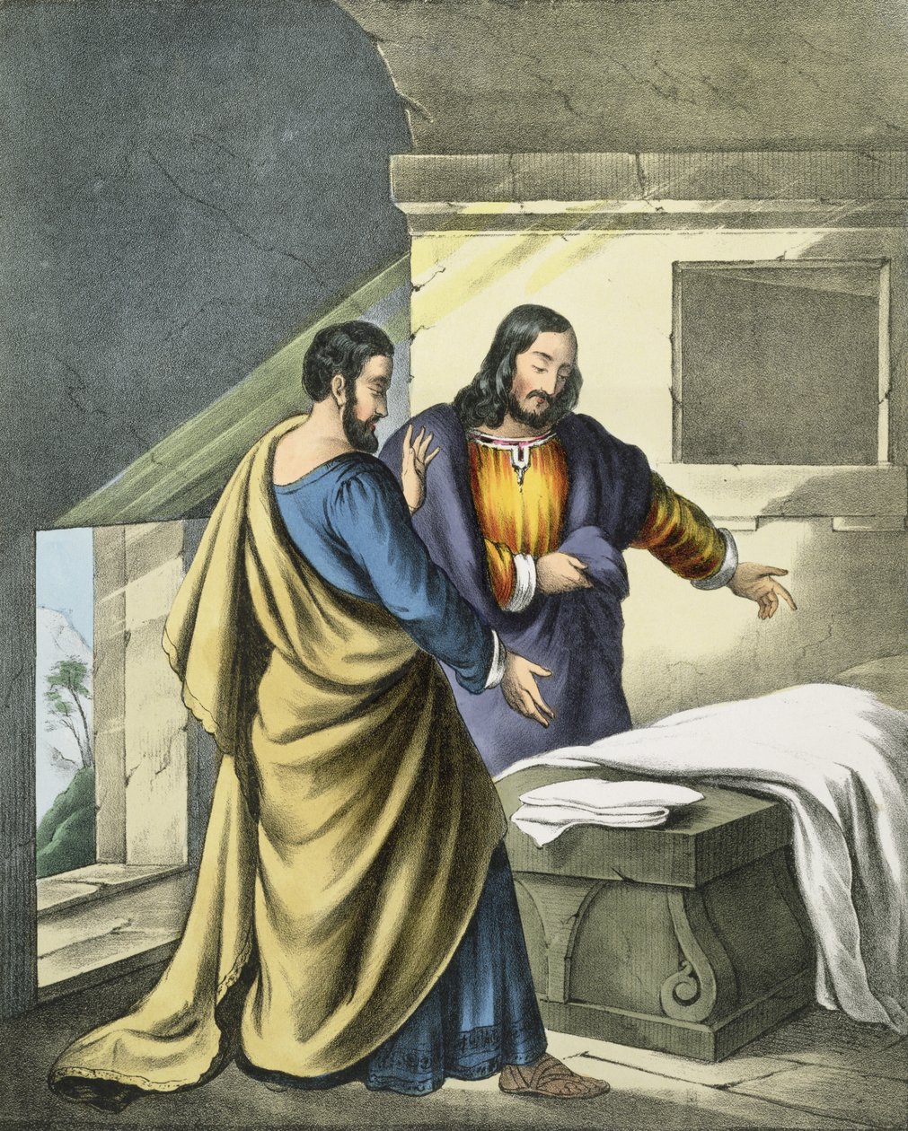 Peter och Johannes vid graven, från en bibel tryckt av Edward Gover, 1870-talet av Siegfried Detler Bendixen