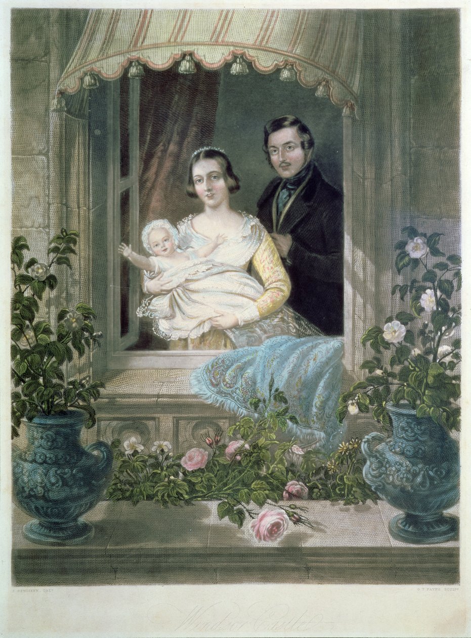 Drottning Victoria, prins Albert och baby på Windsor Castle av Siegfried Detler Bendixen