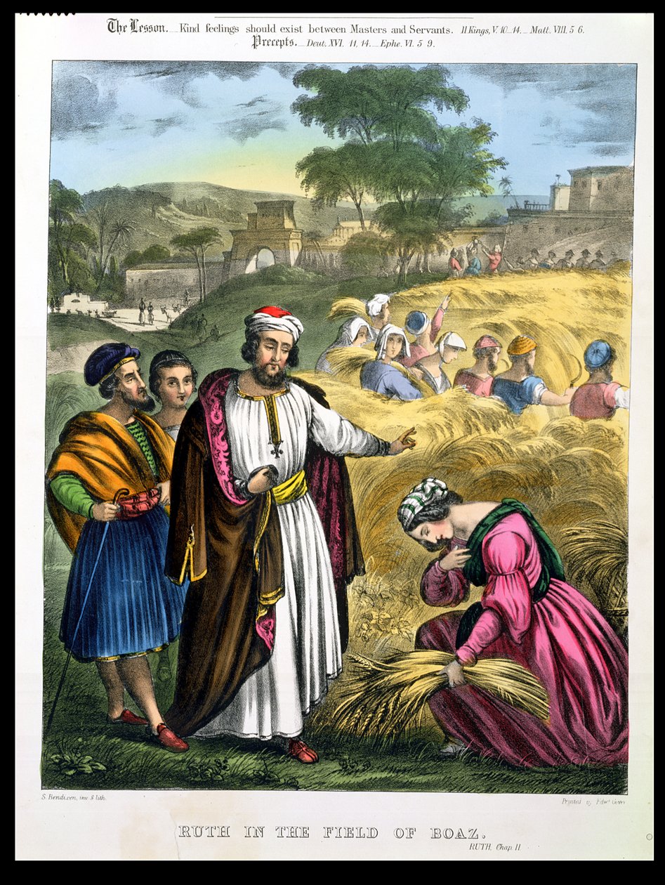 Ruth in the Field of Boaz, från en bibel tryckt av Edward Gover, 1870-talet av Siegfried Detler Bendixen