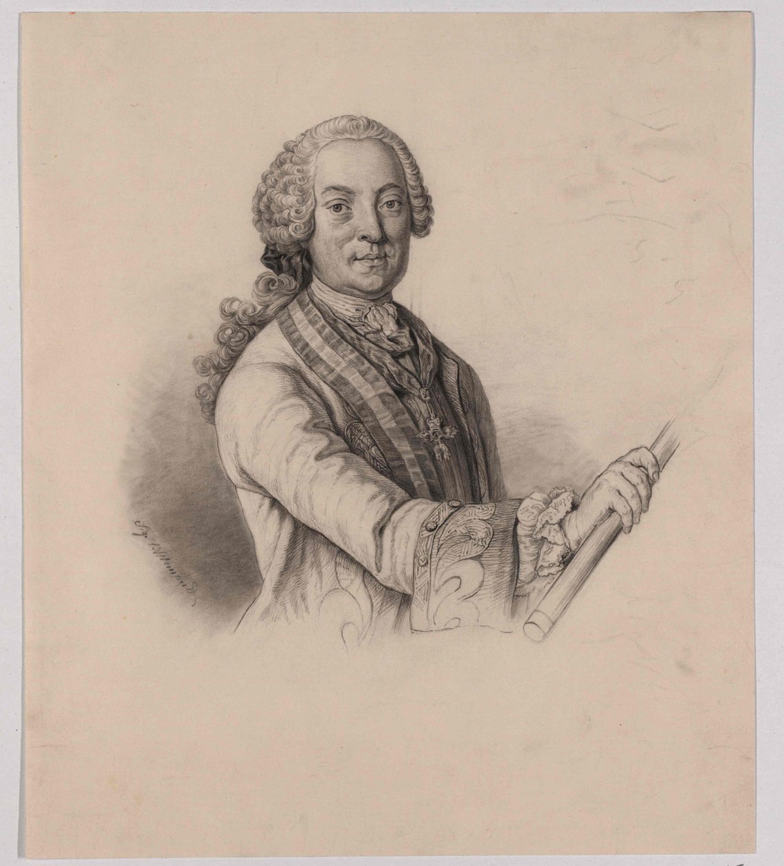 Blyertsteckning av Siegmund L
