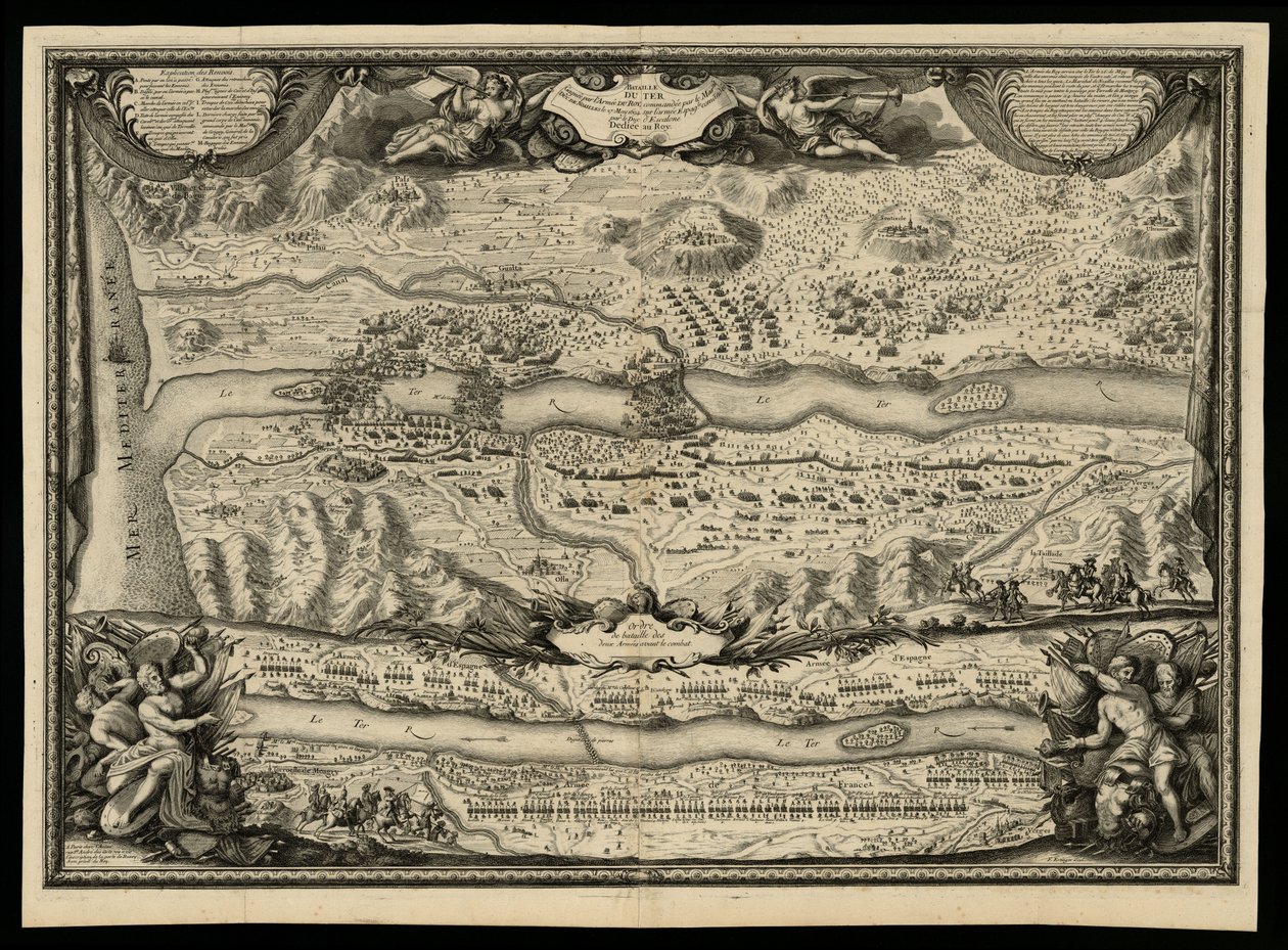 Slaget vid Ter som vunnits av den kungliga armén under kommando av Mar. duc de Noailles den 27 maj 1694 av Sieur de Beaulieu