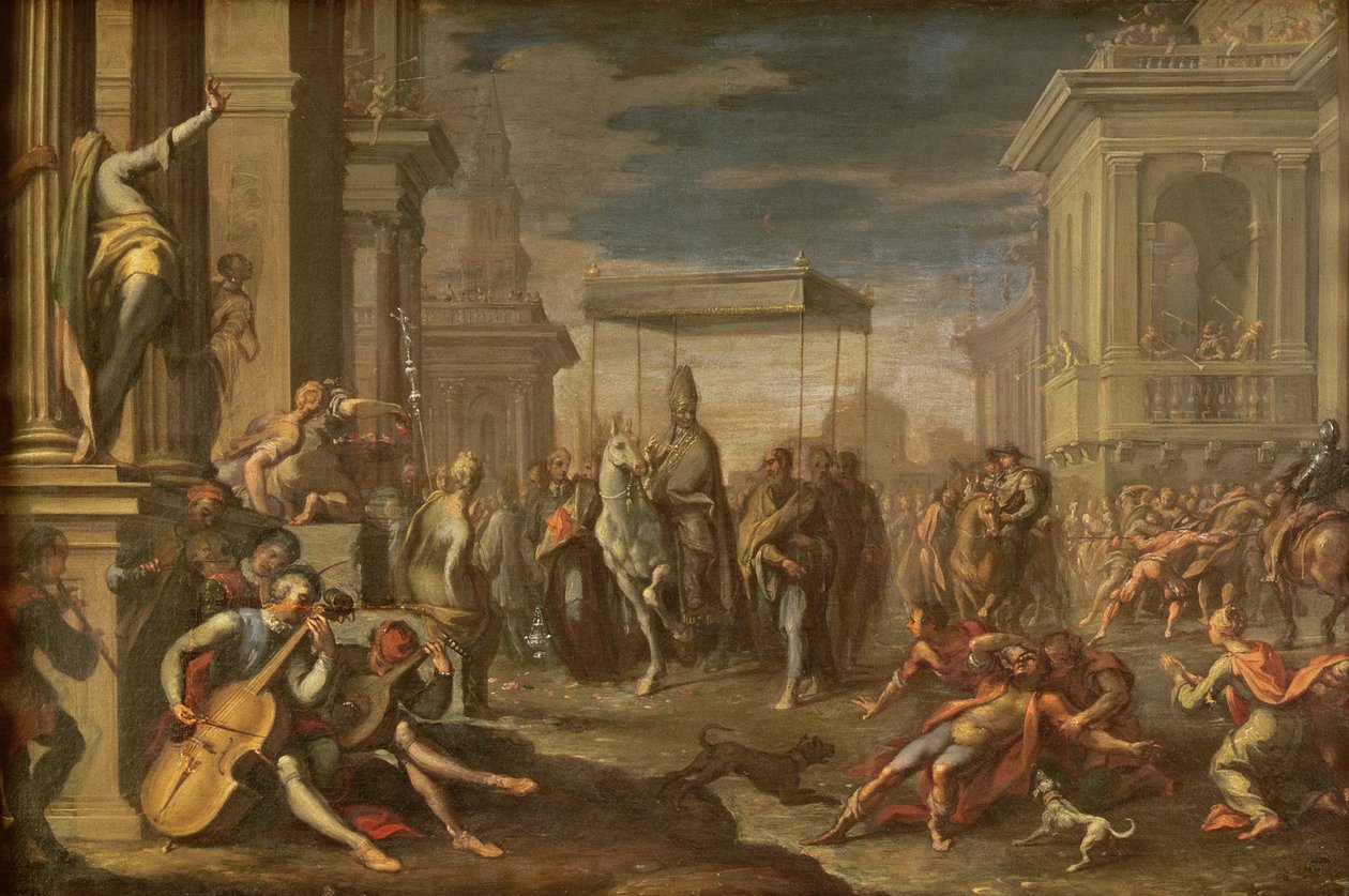 Miraklet av den helige Ambrosius av Sigismondo Caula