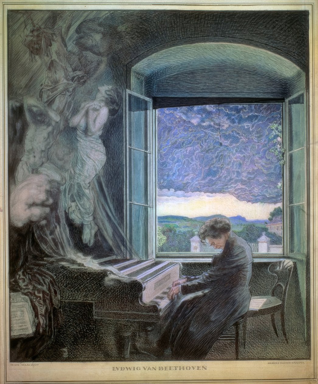 Allegori om Beethoven som ett musikaliskt geni av Sigmund Walter Hampel