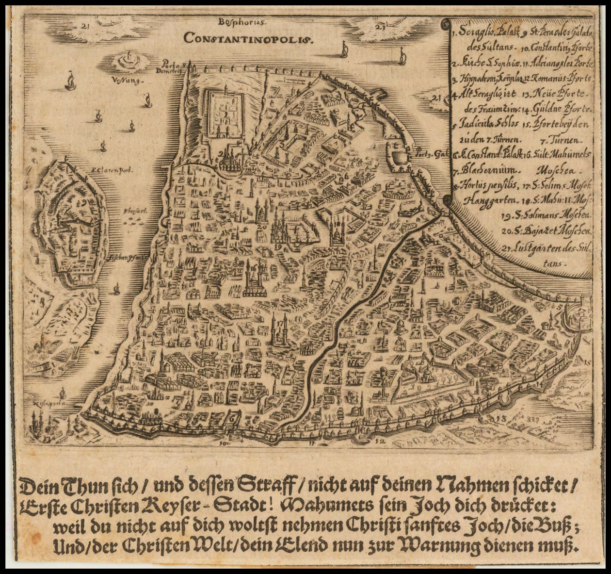 1668 års karta över Konstantinopel av Sigmund von Birken av Sigmund von Birken