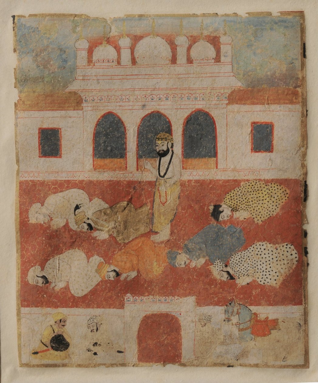 Guru Nanak Dev ji står mitt bland anhängare av Sikh School