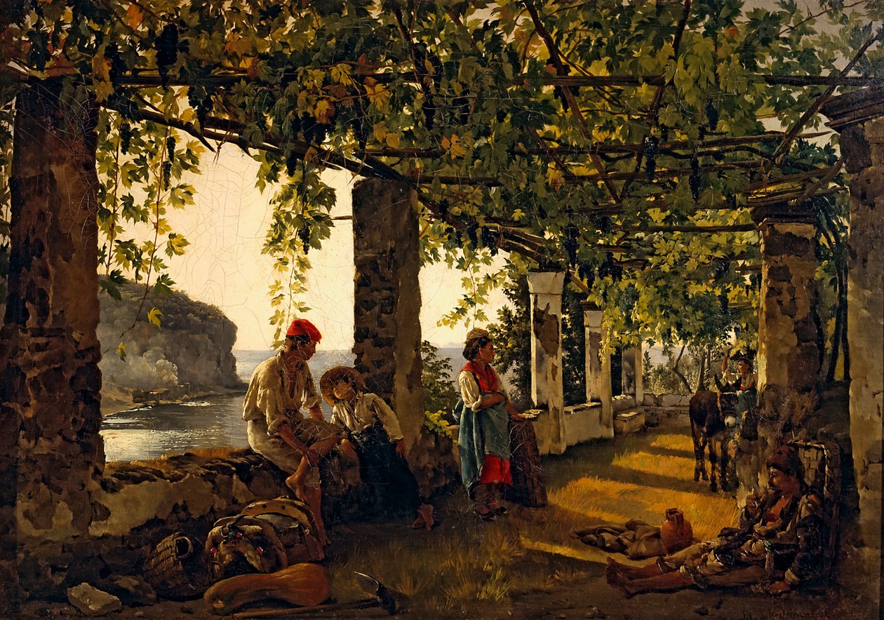 A veranda overgrown with grape vines av Silvestr Fedosievich Shchedrin