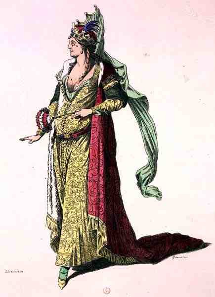 Teaterdräkt, faksimil av A. Guillaumot Fils (färgstick) av Silvestre (after)