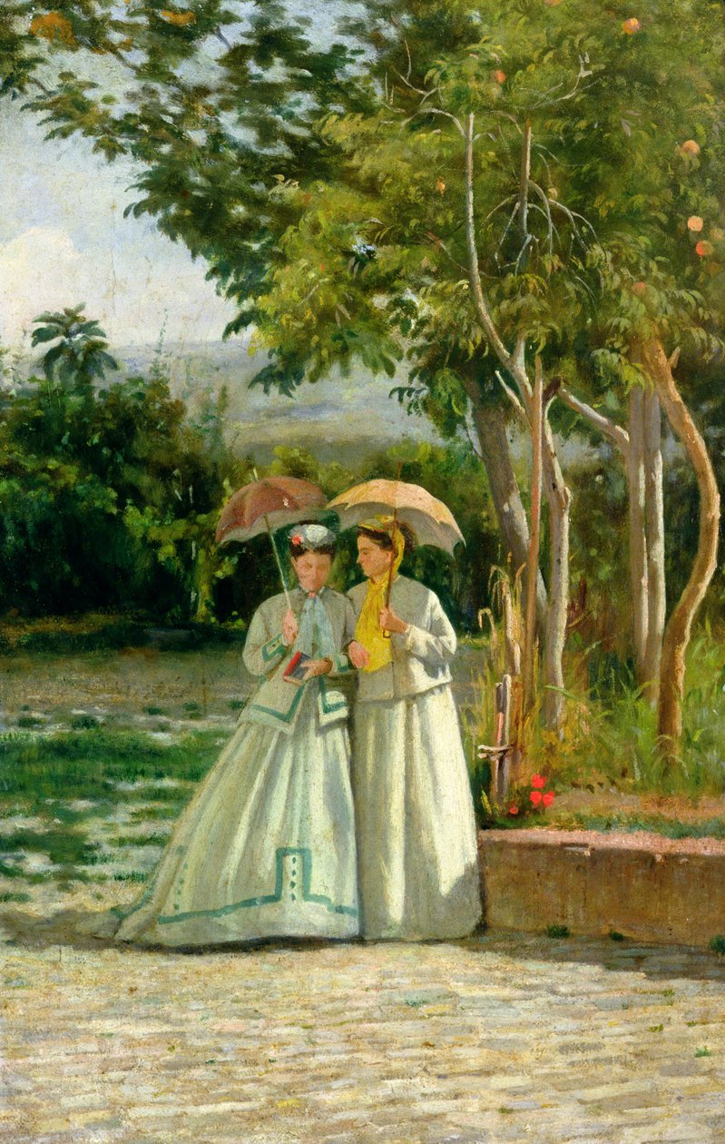 Promenad i en trädgård av Silvestro Lega