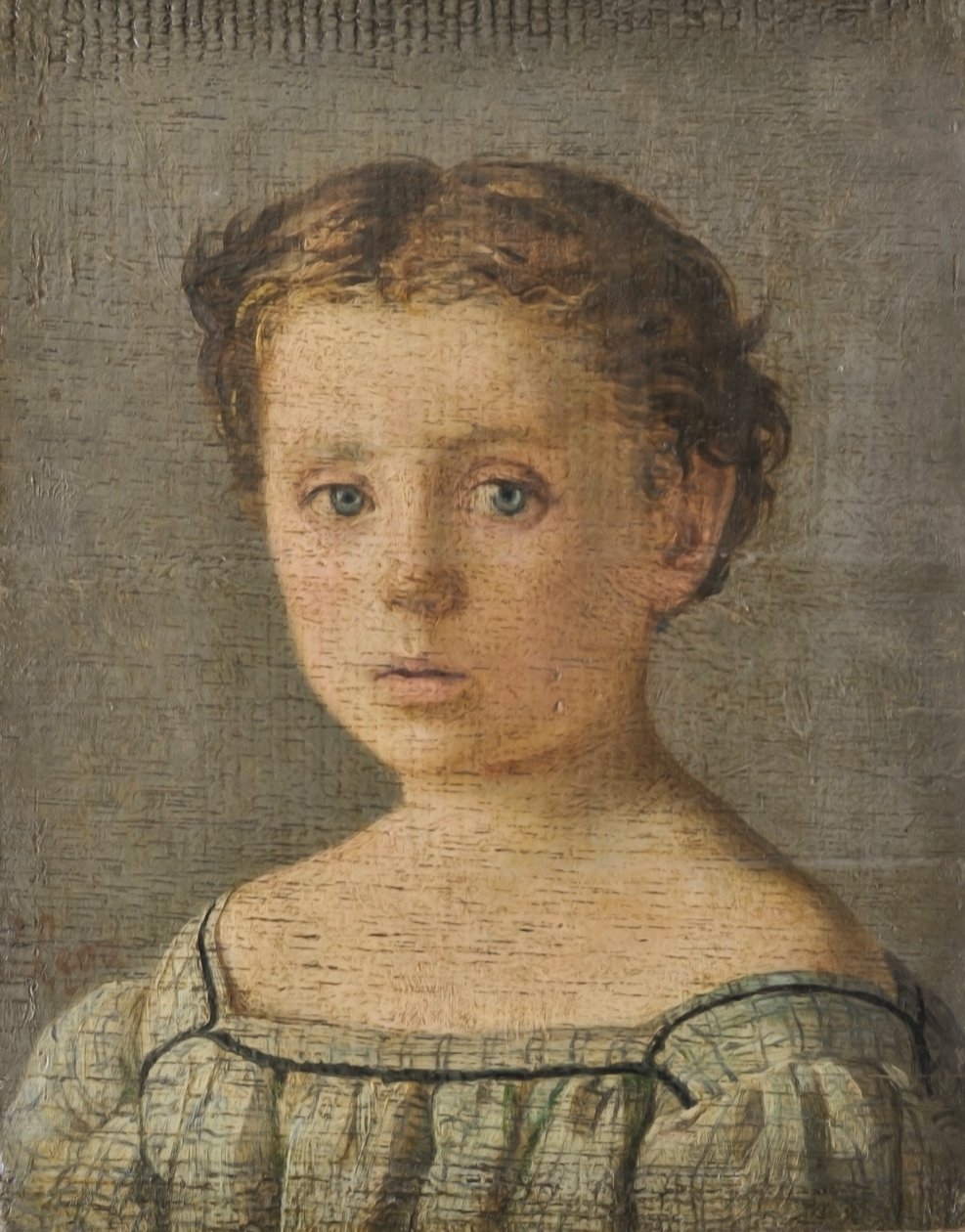 Porträtt av barn, ca 1864-65 (olja på pannå) av Silvestro Lega