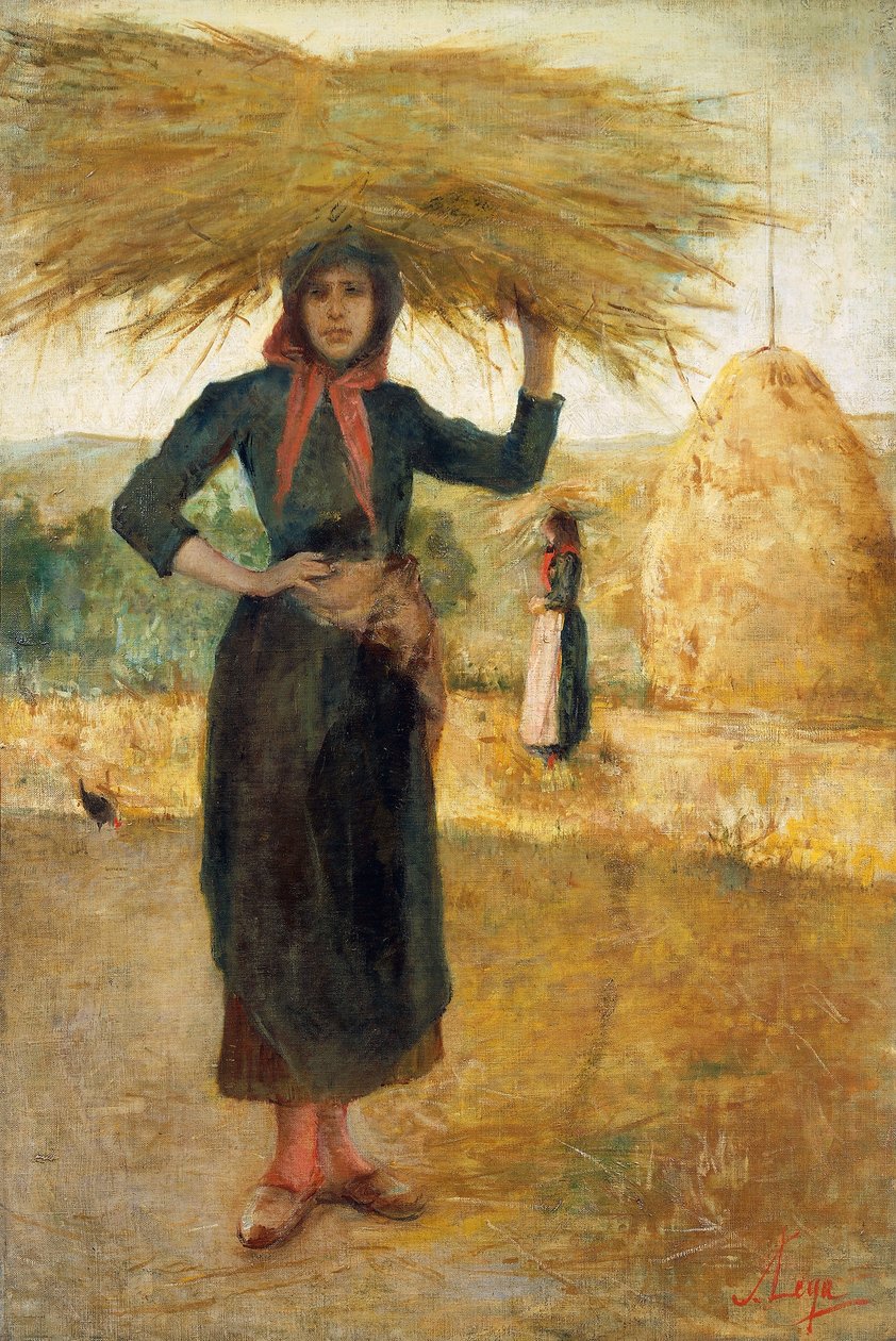 Hömakare, cirka 1890, av Silvestro Lega (1826-1895), olja på duk av Silvestro Lega