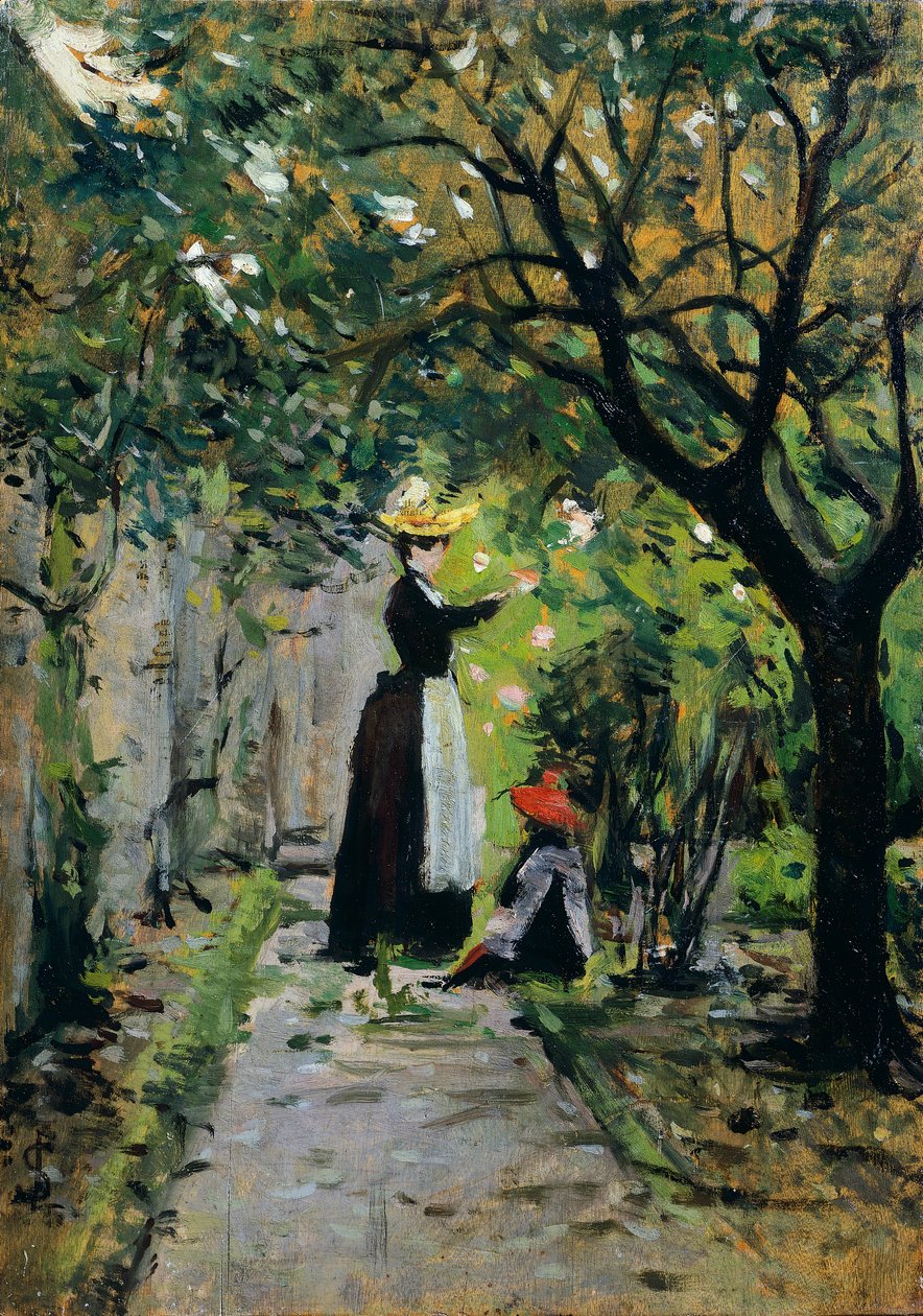 I rosenträdgård, av Silvestro Lega (1826-1895), olja på panel, 36,5x25,5 cm av Silvestro Lega