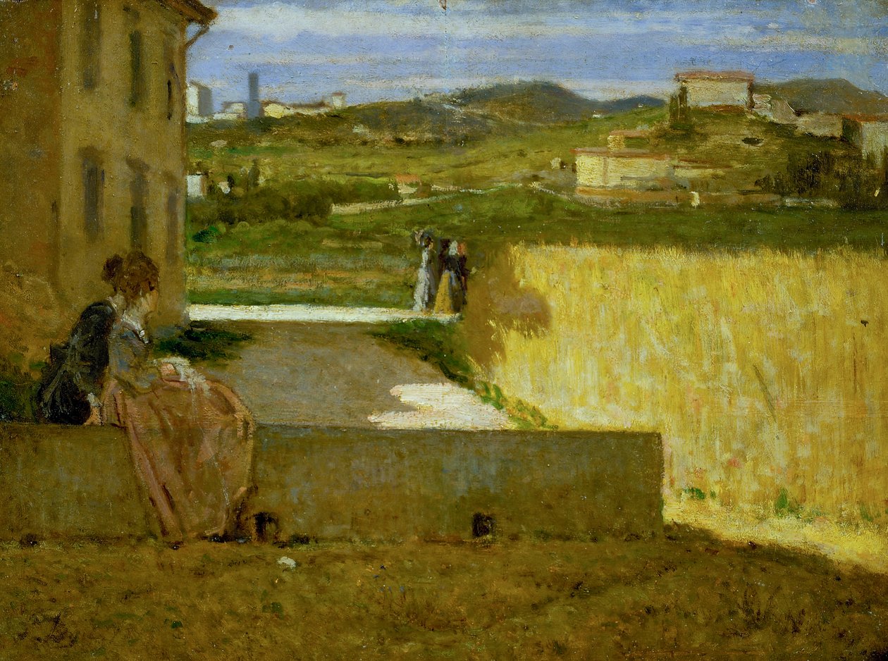 I skuggan av villan, ca 1872-73 (olja på pannå) av Silvestro Lega