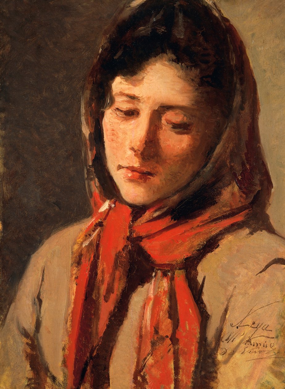 Bondflicka (skurkaktig kvinna), av Silvestro Lega (1826-1895) av Silvestro Lega