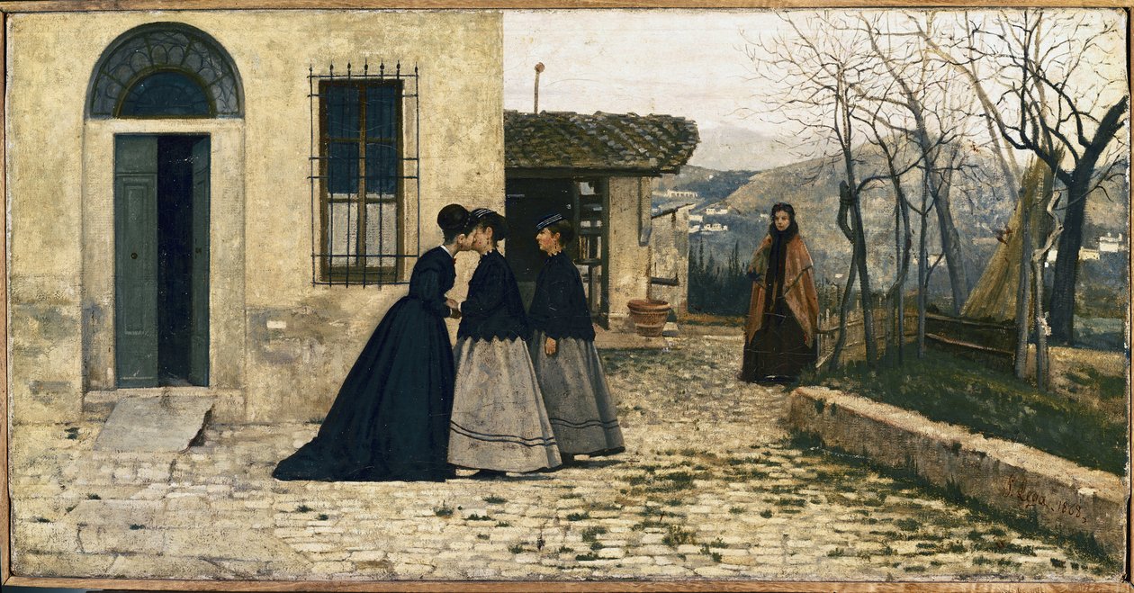 Besöket (olja på duk av Silvestro Lega