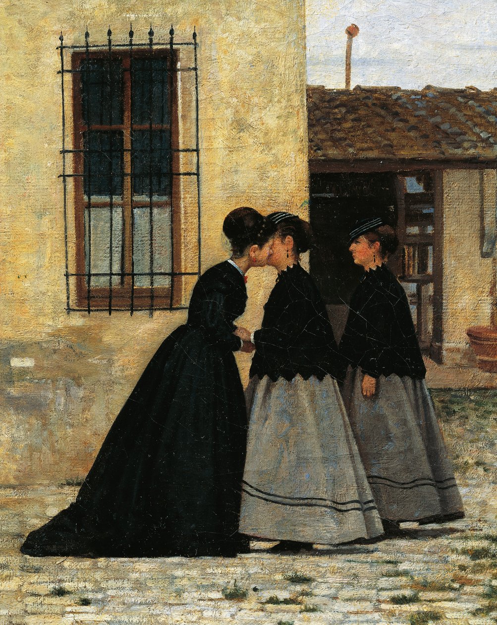 Besöket, av Silvestro Lega, detalj av Silvestro Lega
