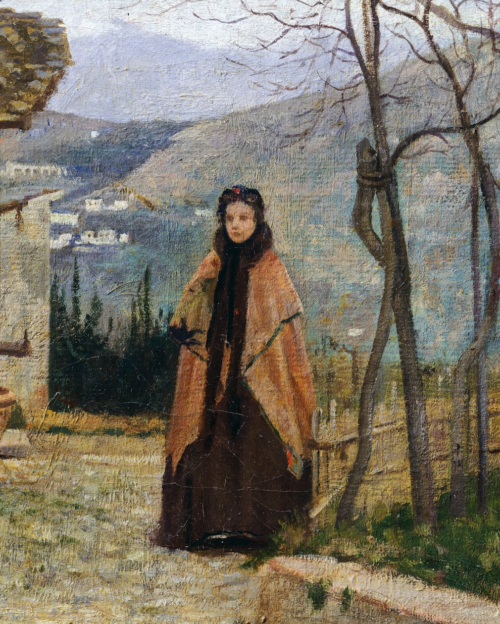 Besöket, av Silvestro Lega, detalj av Silvestro Lega