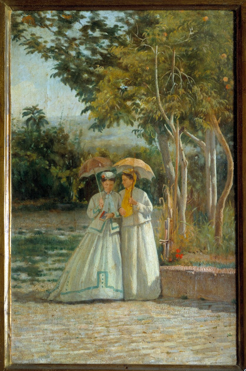 Walk in the Garden Målning av Silvestro Lega (18126-1895) 1800-talets Florens, Museum of Modern Art av Silvestro Lega
