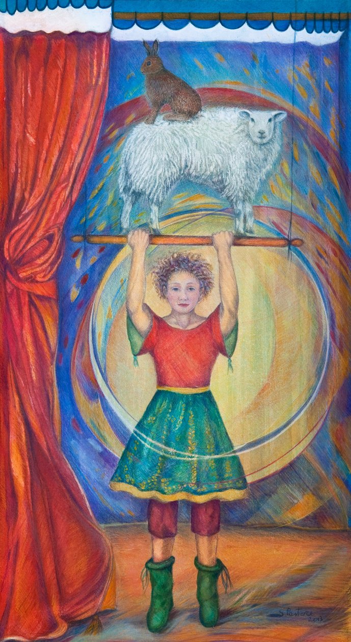 Acrobats, 2013 (akvarell och pastell) av Silvia Pastore