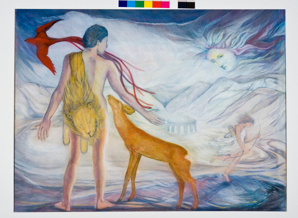 Hercules and the Golden Hind, 2010 (blandmedia på papper) av Silvia Pastore