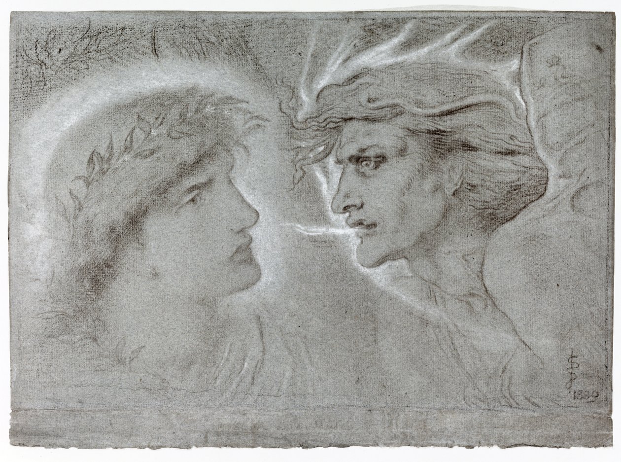 Gott och ont, 1889 (färgade kritor på papper) av Simeon Solomon