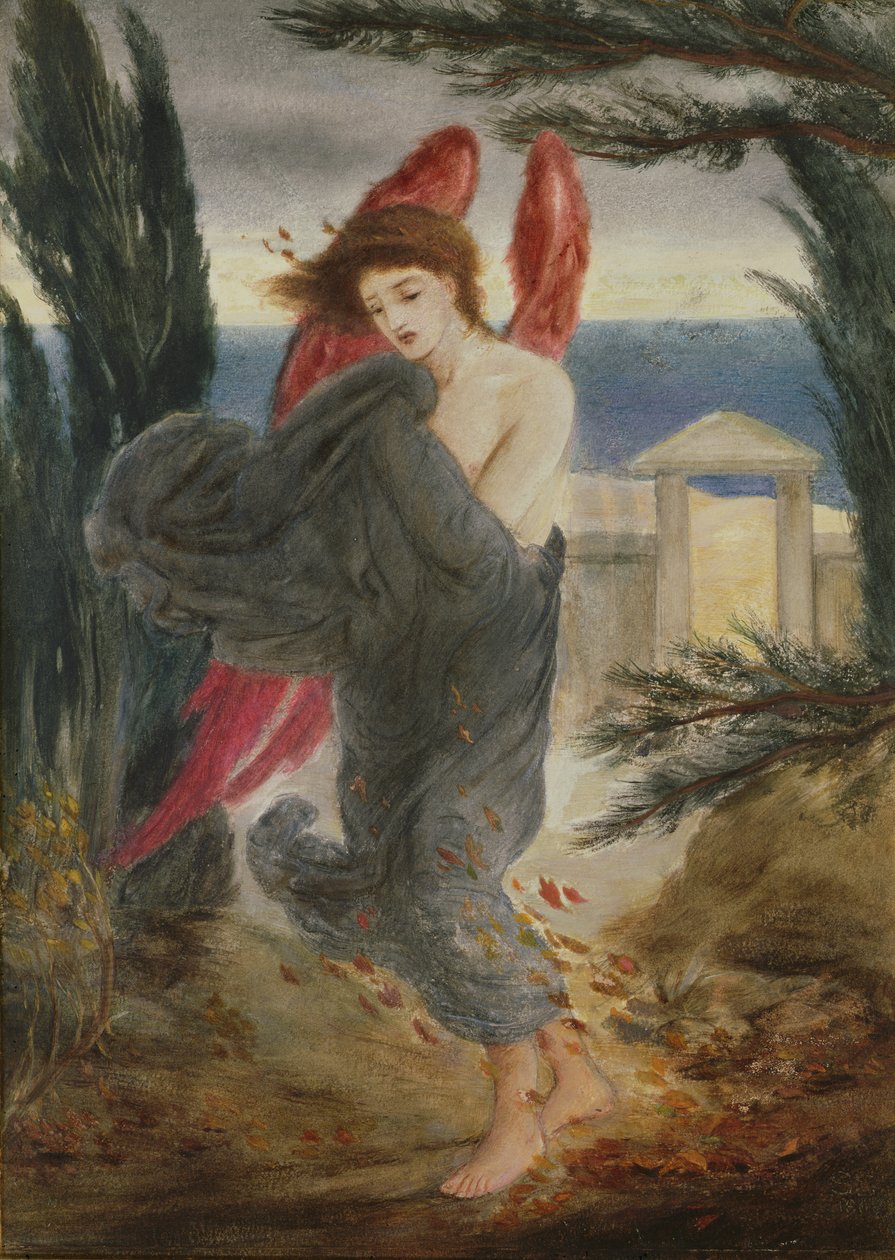 Kärlek på hösten, ca 1860 (gouache på papper på duk) av Simeon Solomon