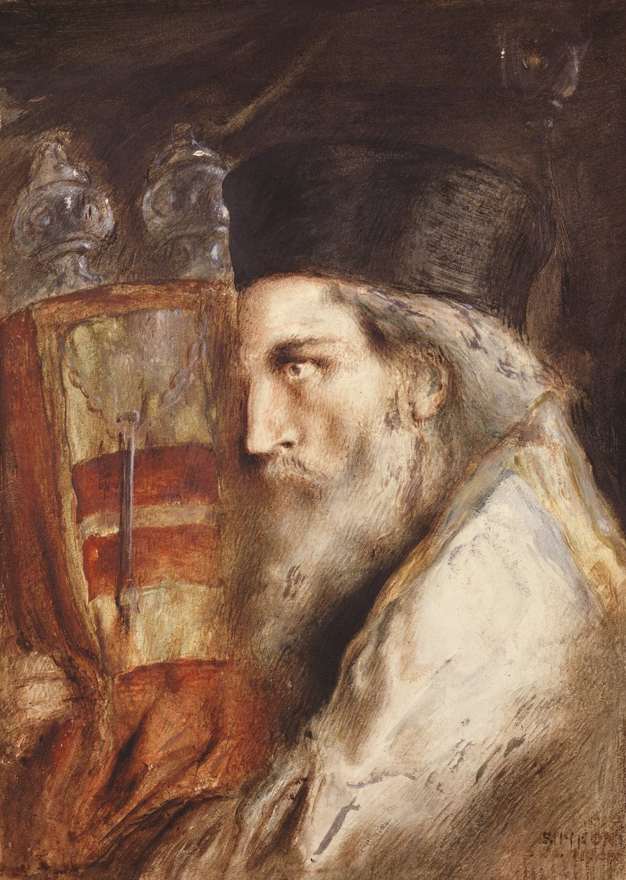 Rabbin som bär Toran (wc på papper) av Simeon Solomon