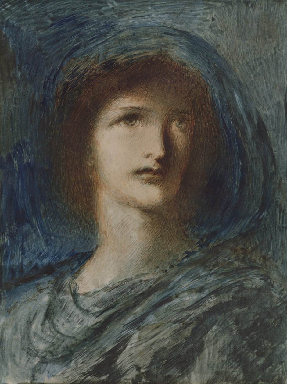 Head of a Young Girl (wc, penna och bläck på papper) av Simeon Solomon