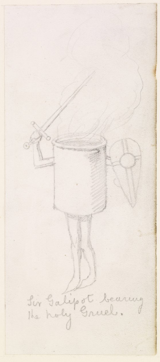 Sir Galipot bär den heliga vällingen, ca 1855-59 (penna på papper) av Simeon Solomon
