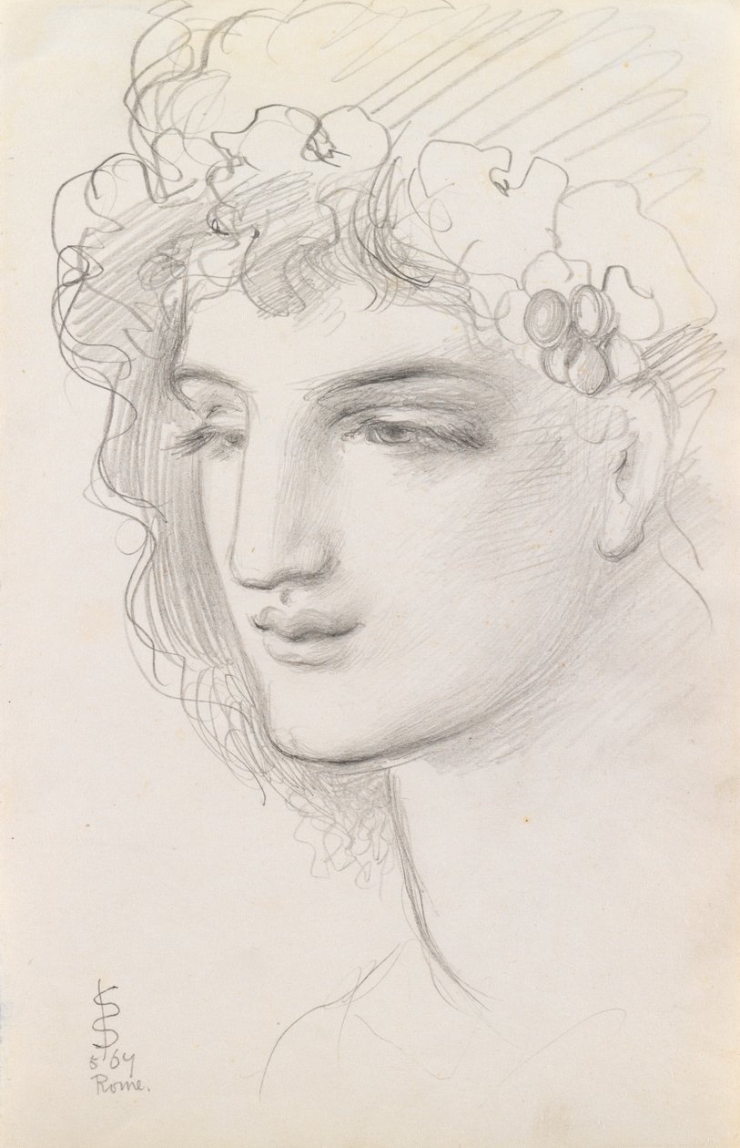Studie av ett kranshuvud, 1867 av Simeon Solomon