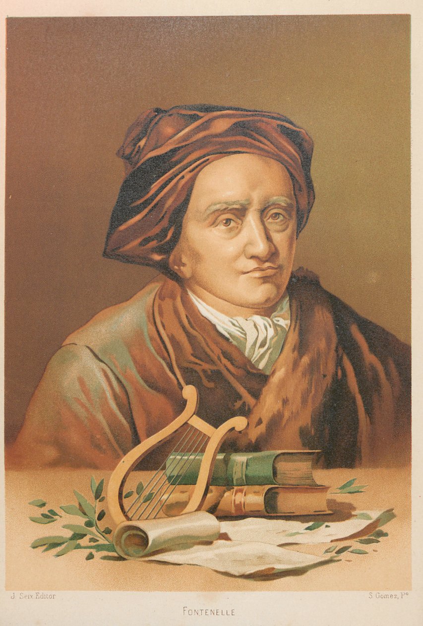 Porträtt av Bernard le Bovier de Fontenelle 1657-1757, 1879. av Simón Gómez