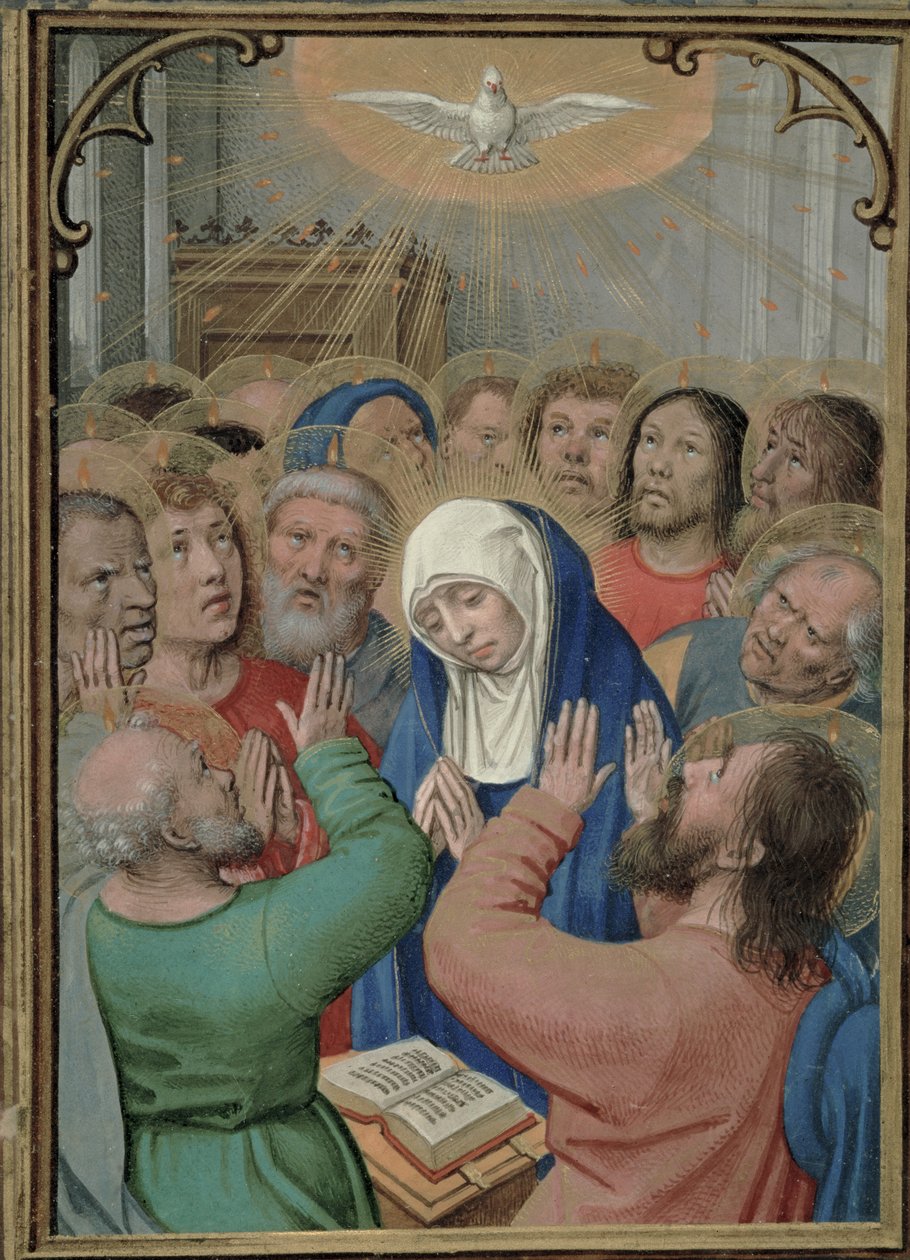 1,99 fol.42v Pingst, c.1530 av Simon Bening