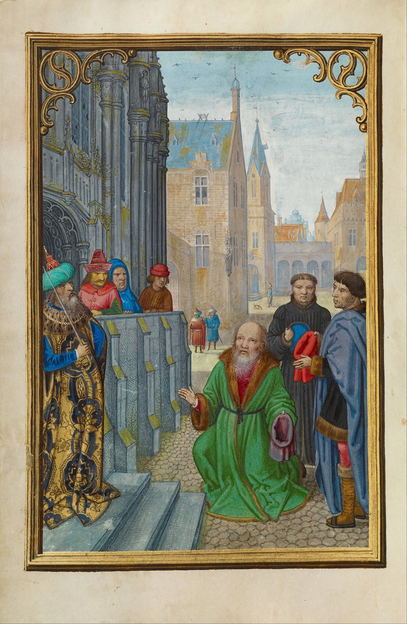 Joseph av Arimathea före Pilatus av Simon Bening