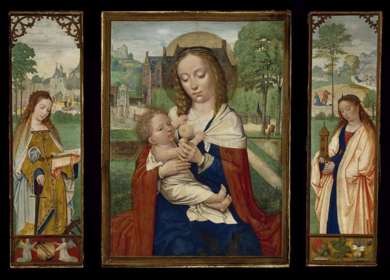 Jungfru och barn; De heliga Catherine och Barbara av Simon Bening