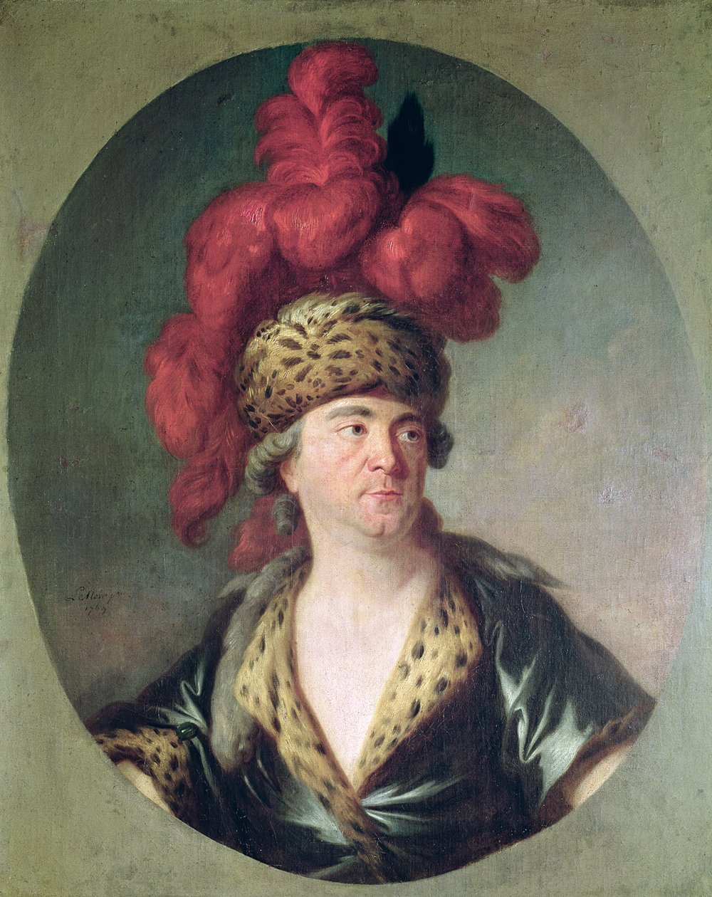 Skådespelaren Lekain (1728-78) i rollen som Genghis Khan, i Operan 