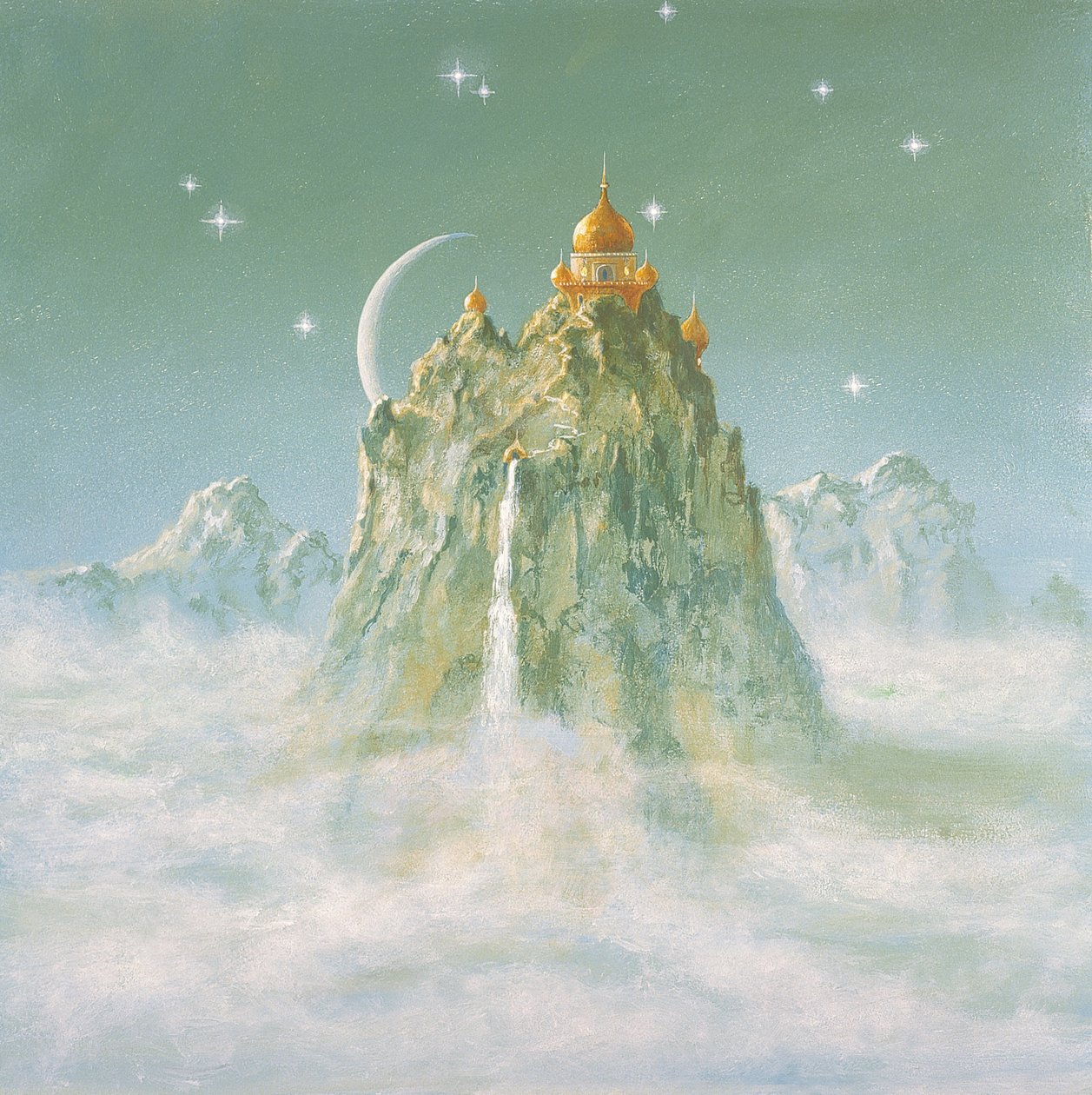 Temple in the Mountain (akryl på duk) av Simon Cook
