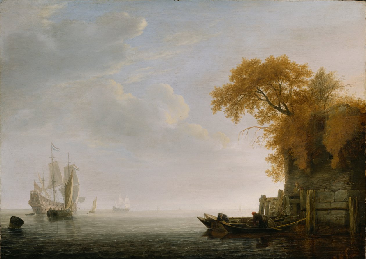 A Calm Sea, 1642 (olja på ekpanel) av Simon de Vlieger