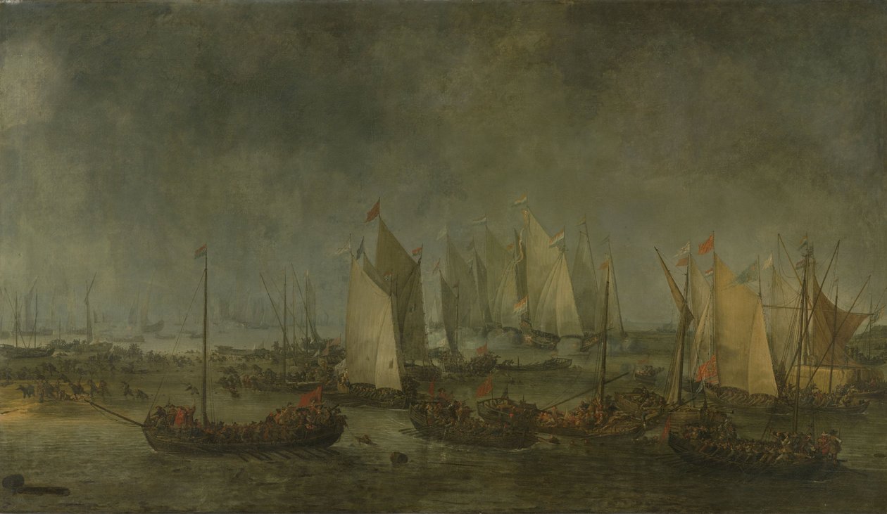 Slaget vid Slaak mellan den holländska och spanska flottan under natten den 12-13 september 1631, 1633 av Simon de Vlieger
