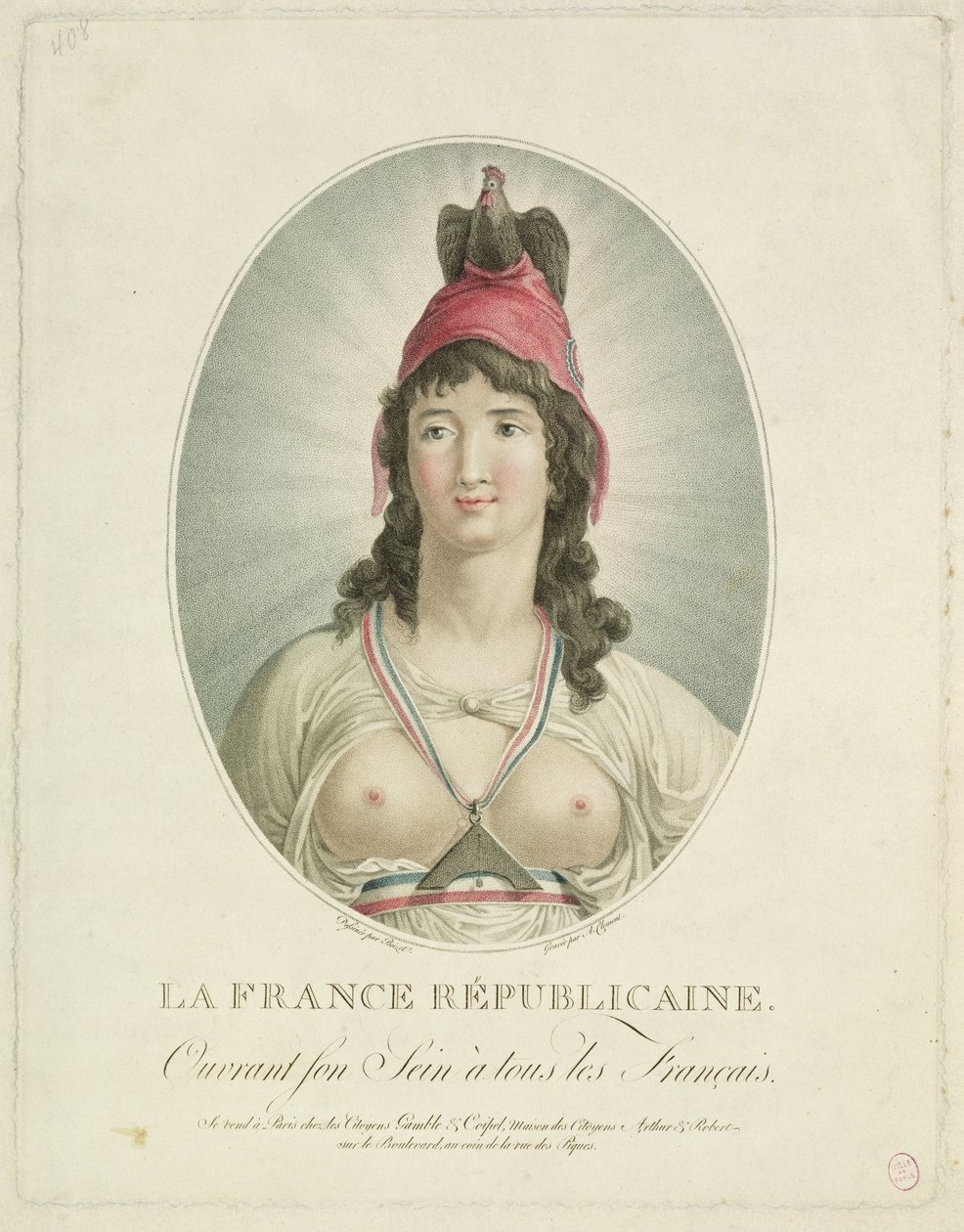 Den franske republikanen, graverad av A. Clement av Louis Simon Boizot