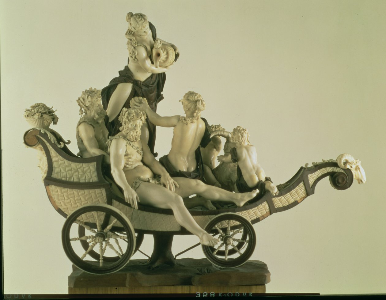 Vagn med Silenus, elfenbensskulptur, München, 1700-talets andra kvartal (elfenben och trä) av Simon Troger