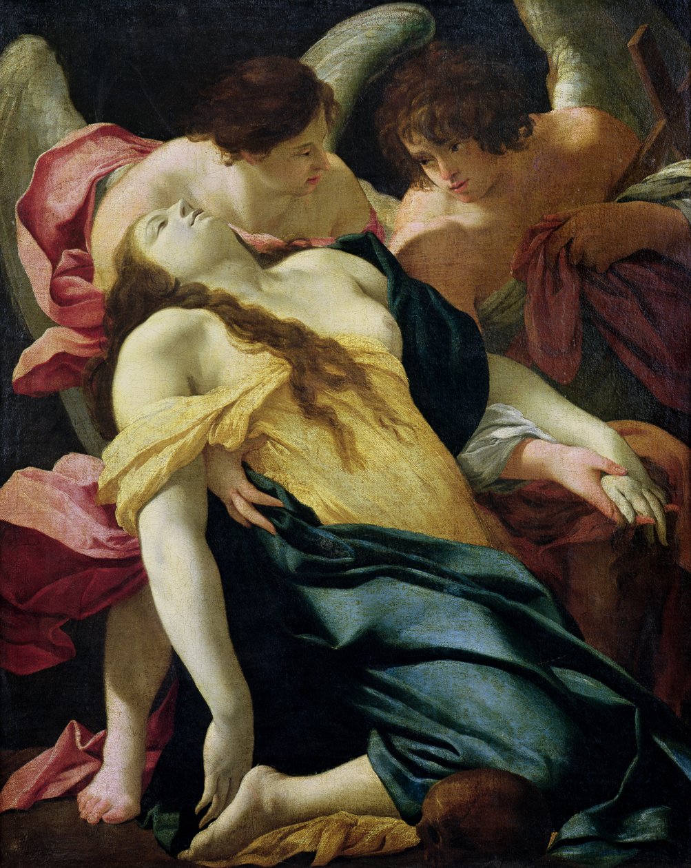 Maria Magdalena bärs av änglar av Simon Vouet