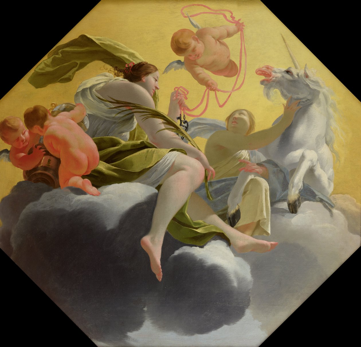 Temperance, från en serie av de fyra kardinaldygderna i taket i drottningens sovrum i Saint-Germain-en-Laye, ca 1637-38 av Simon Vouet