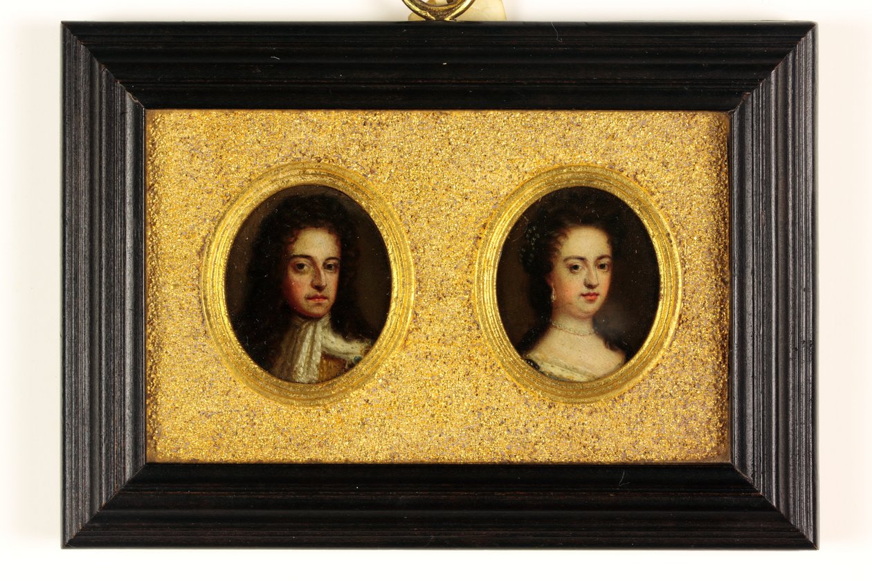 King William III och Queen Mary II (akvarell på veläng) (se även 3076025 & 3076026) av Simon (attr.to) Du Bois