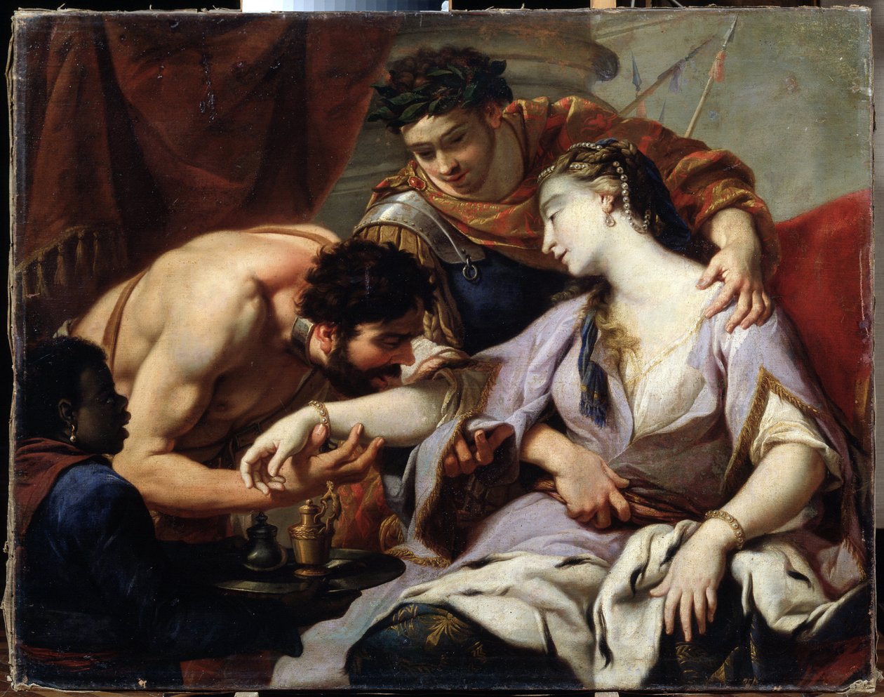 Drottning och slav. Målning från Simon Vouets skola (1590-1649). Olja på duk av Simon (circle of) Vouet