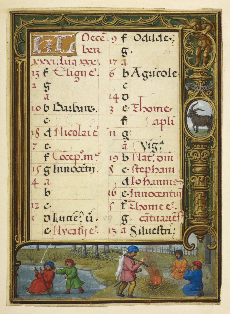 Kalendersida för december, illustration från 