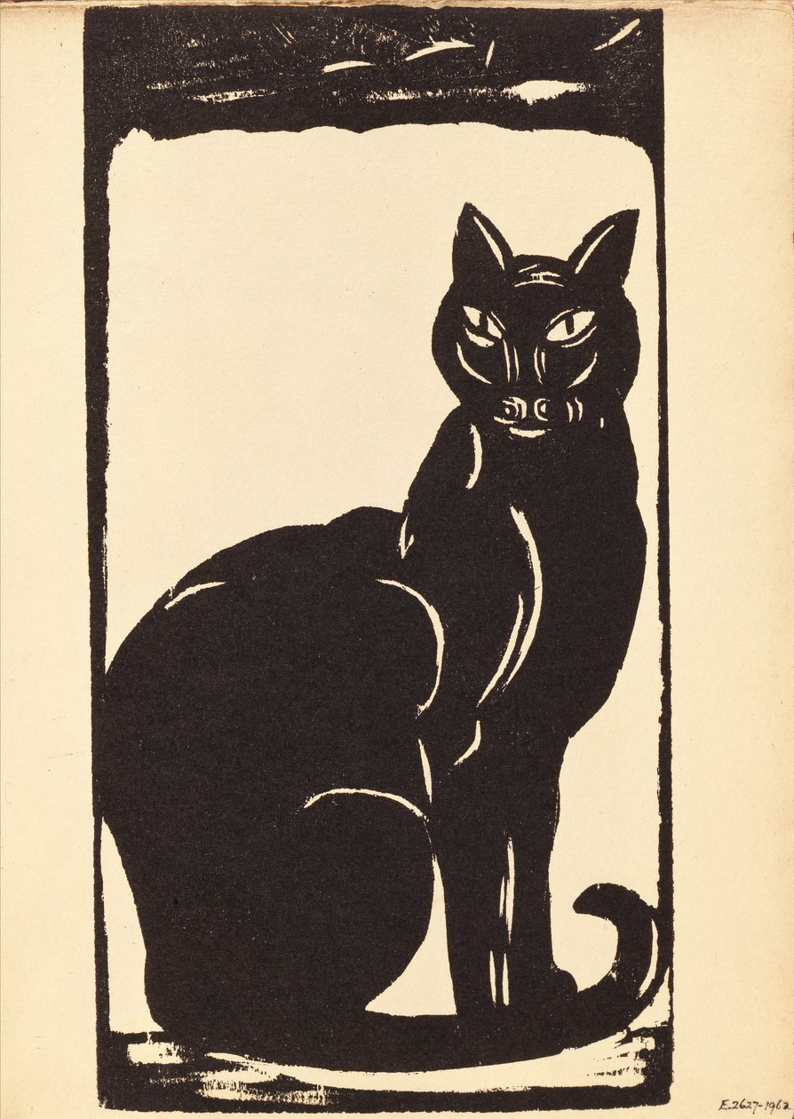 Svart katt (träsnitt) av Simon Albert Bussy