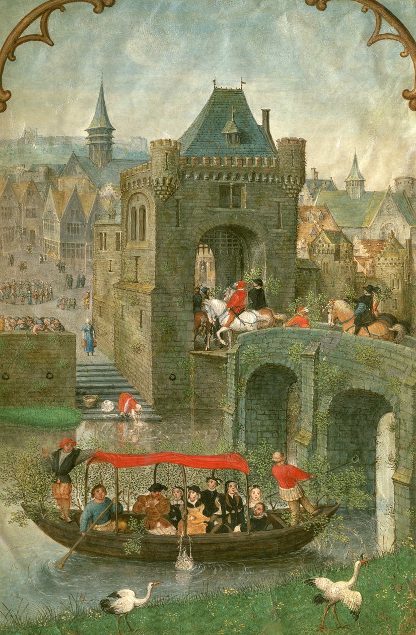 Ytterligare 18855: Båtliv i maj månad, från en timbok, ca 1540 av Simon Bening