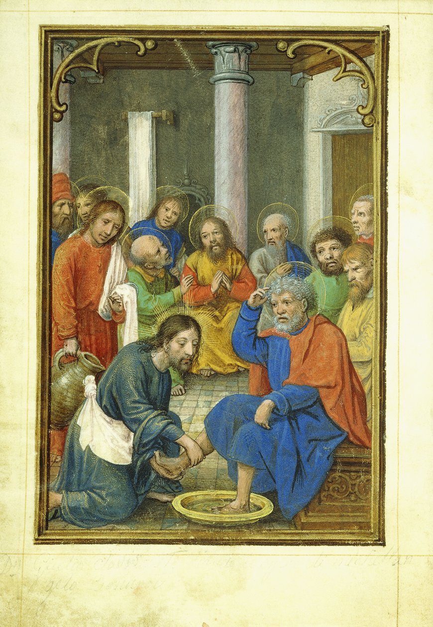 Kristus tvättar Petrus fötter, 1520-talet av Simon Bening
