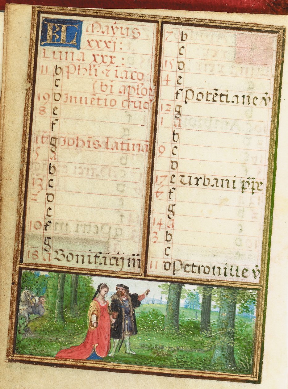 Folio från en miniatyrbok med timmar, användning av Rom, Brygge av Simon Bening