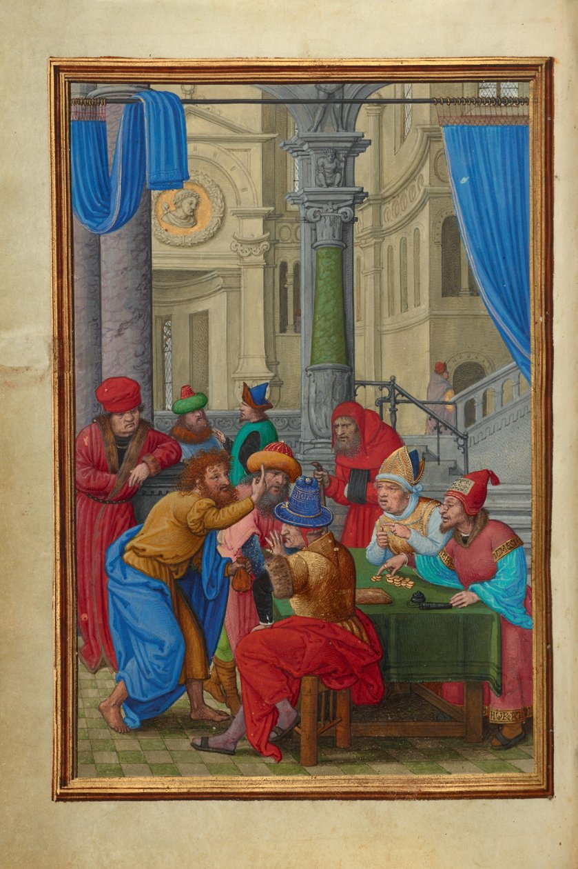 Judas tar emot de trettio silvermynten av Simon Bening